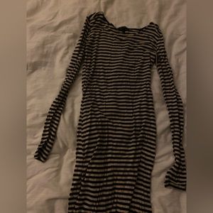 Long sleeve striped maxi dress